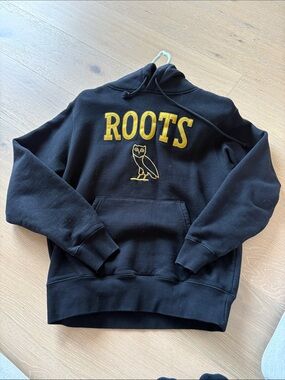 OVO Roots Black Hoodie with Yellow Embroidered Logo